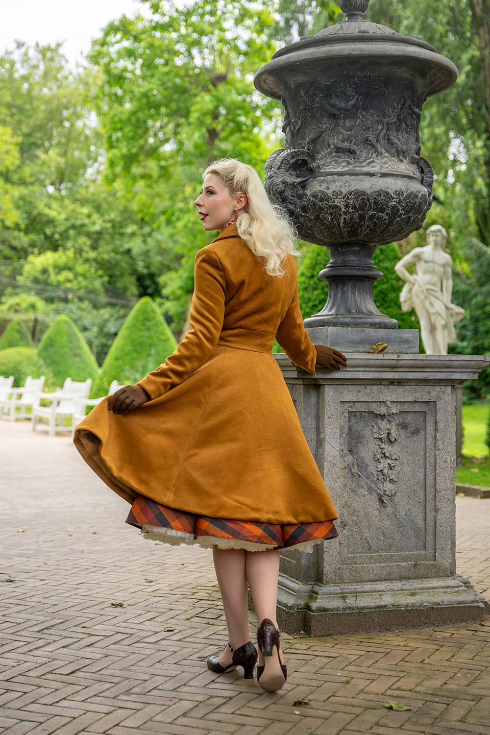 Caroline Swing Coat in Ochre Brown